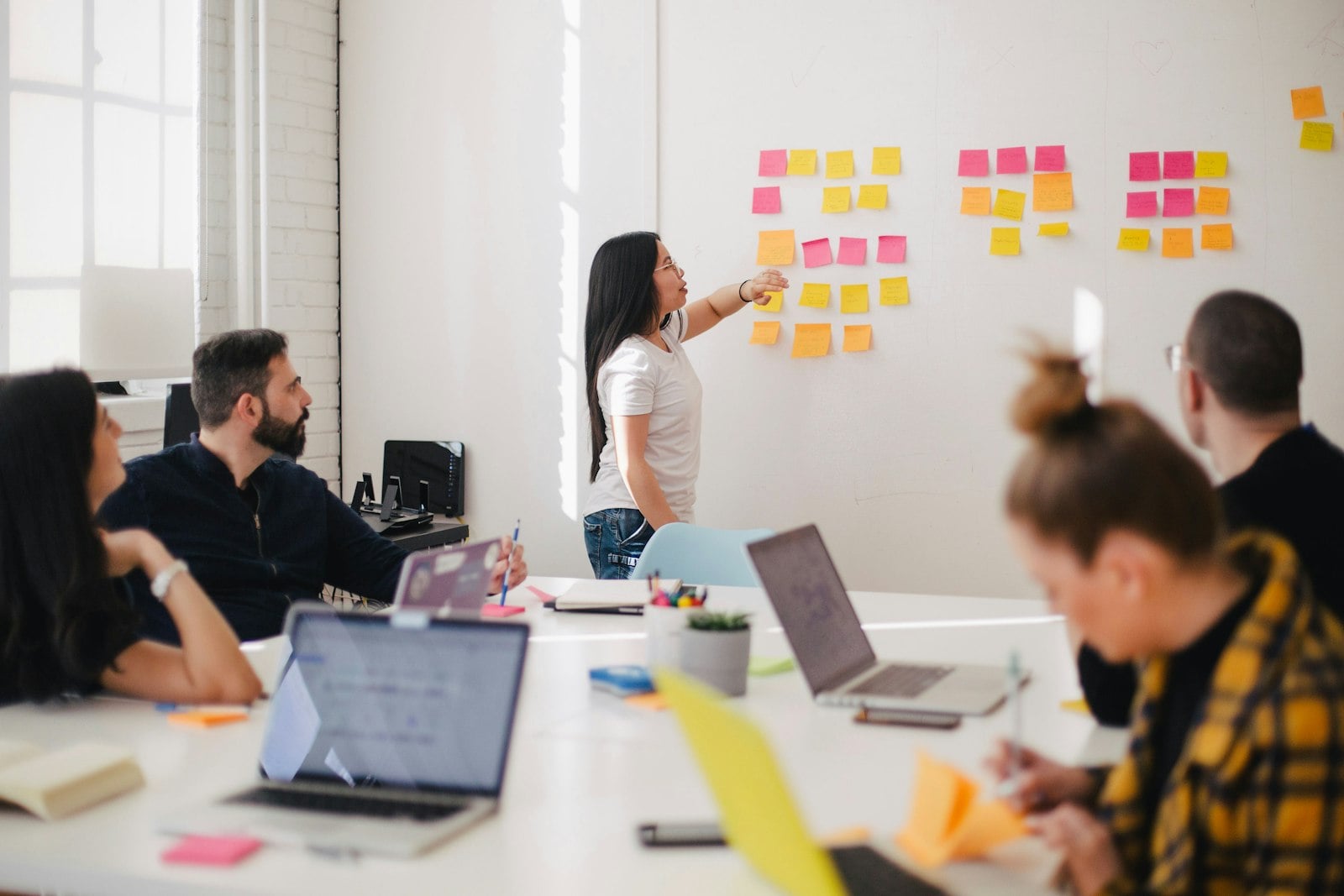 Enterprise marketing team reviewing platform governance dashboards and compliance metrics